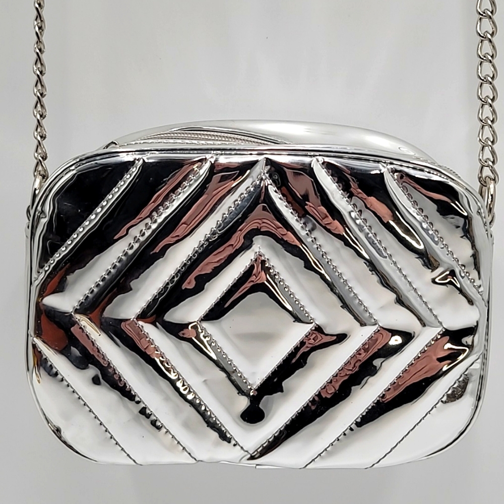 CHROME SHINY! Amazing mirrored crossbody NEW sparkly silver VIDEO